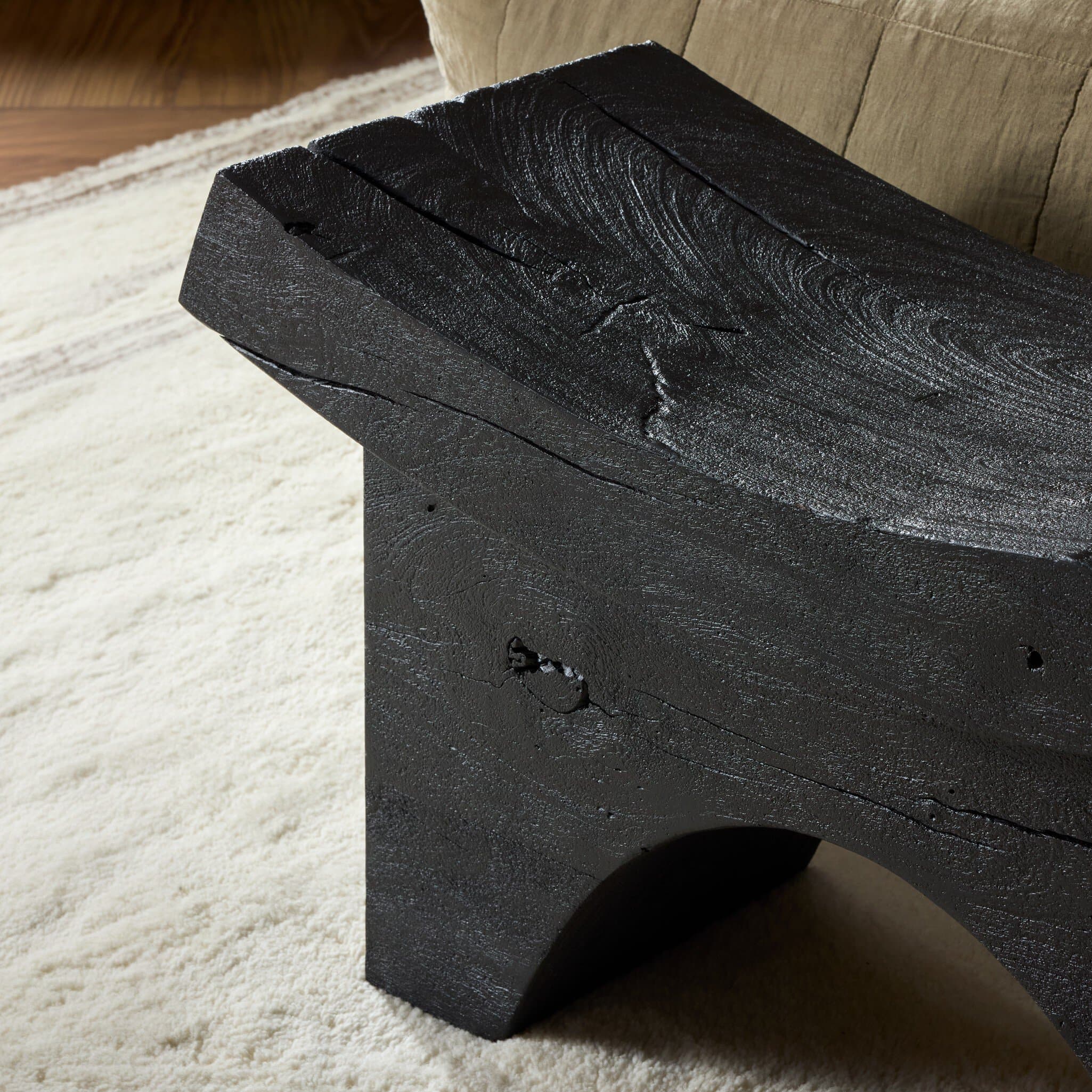 Hand-Hewn Black Acacia Stool - thumbnail 9