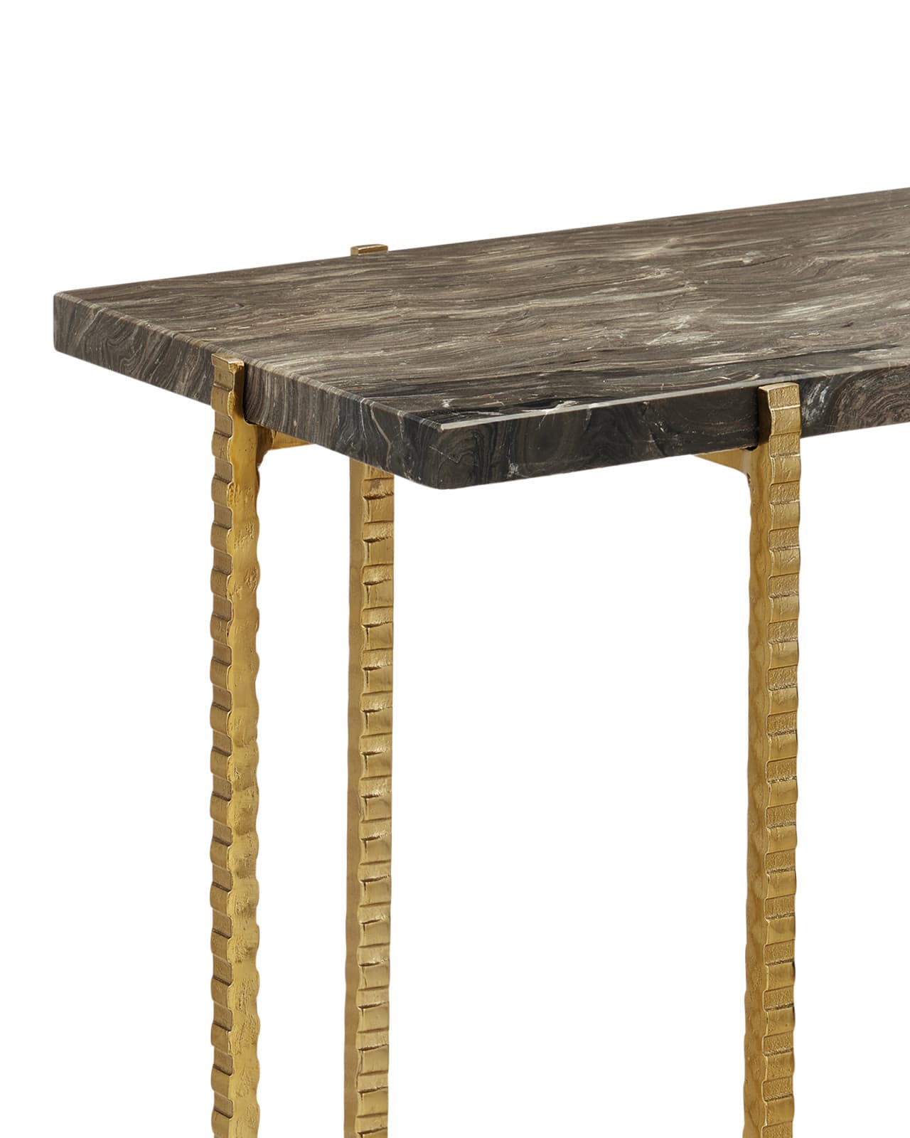 Elongated Marble and Gold Side Table - thumbnail 2