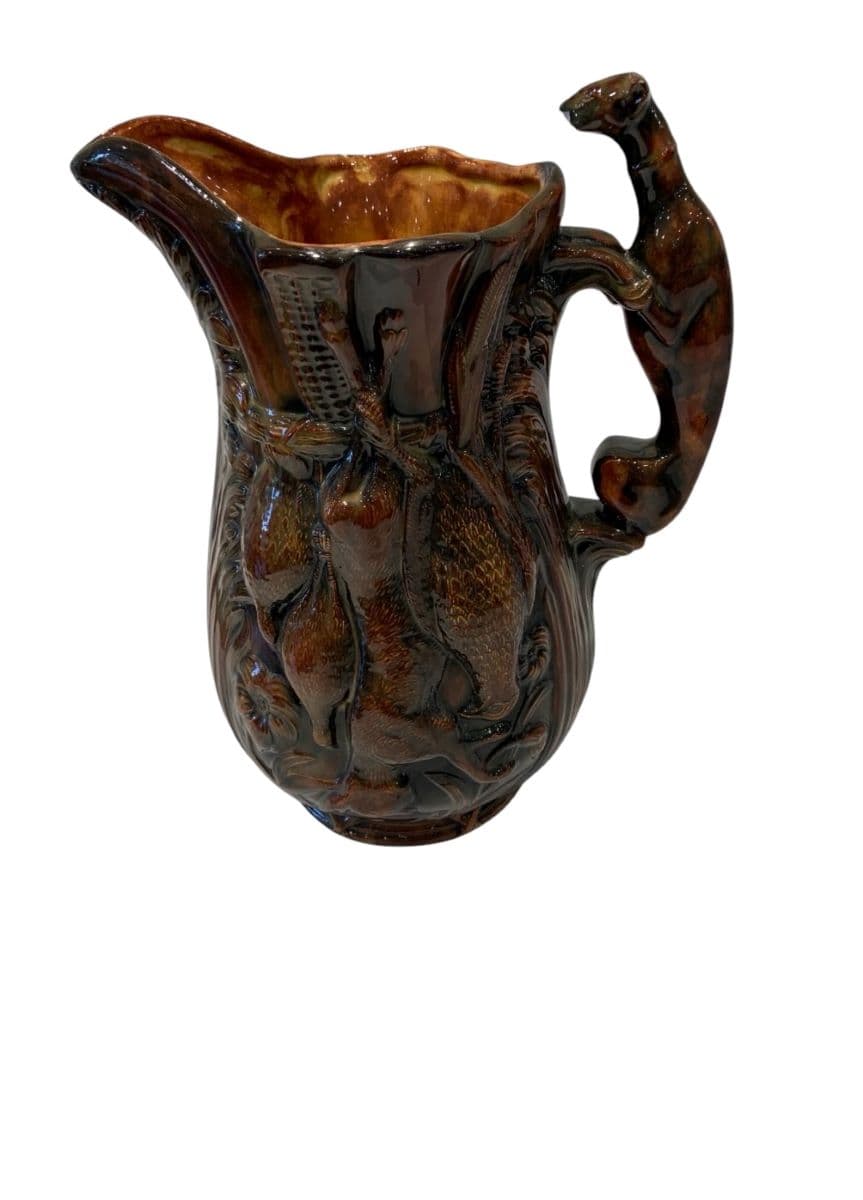 Vintage Unusual Majolica Ceramic Pitcher - thumbnail 2