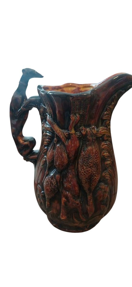Vintage Unusual Majolica Ceramic Pitcher - thumbnail 3