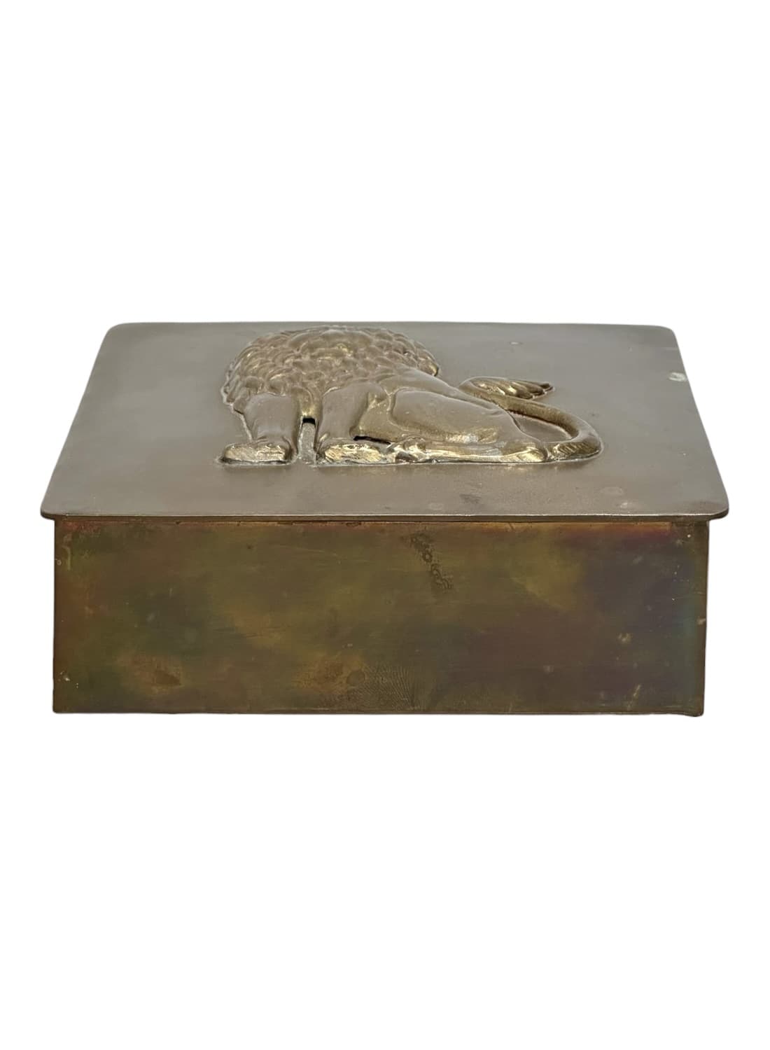 Vintage Brass Square Lidded Lion Box - thumbnail 5