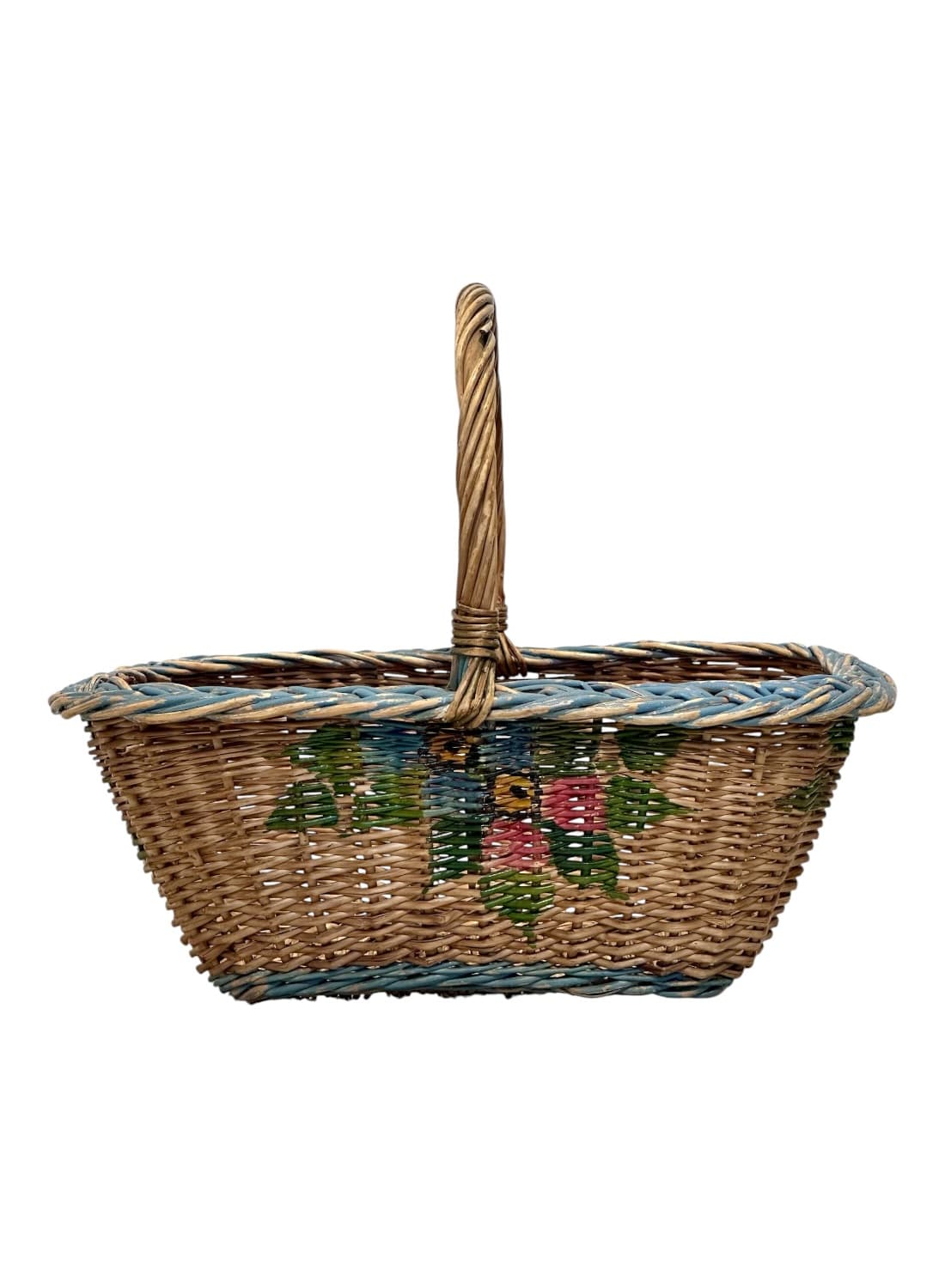 Vintage Painted Woven Wicker Basket - thumbnail 7