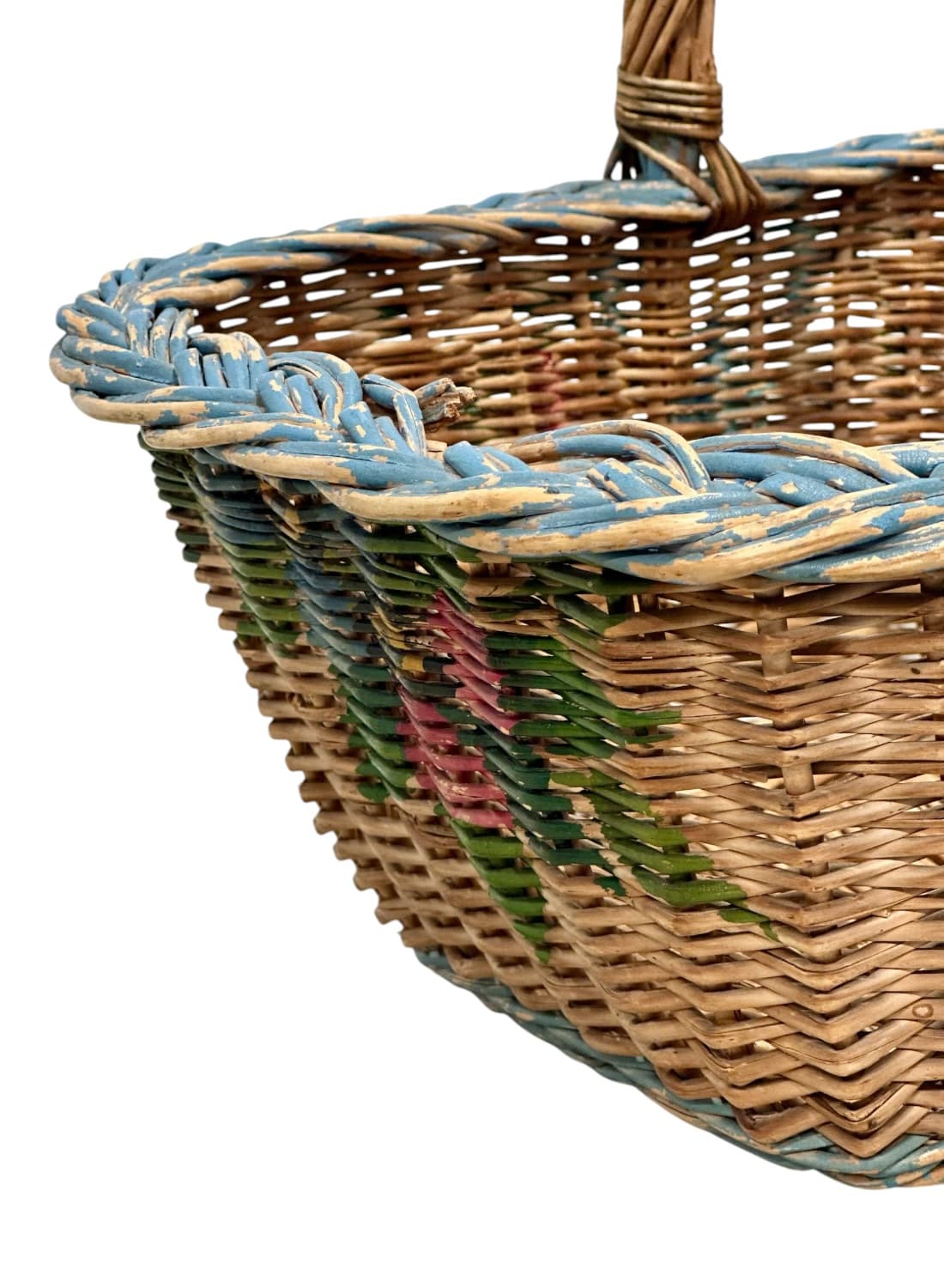 Vintage Painted Woven Wicker Basket - thumbnail 2