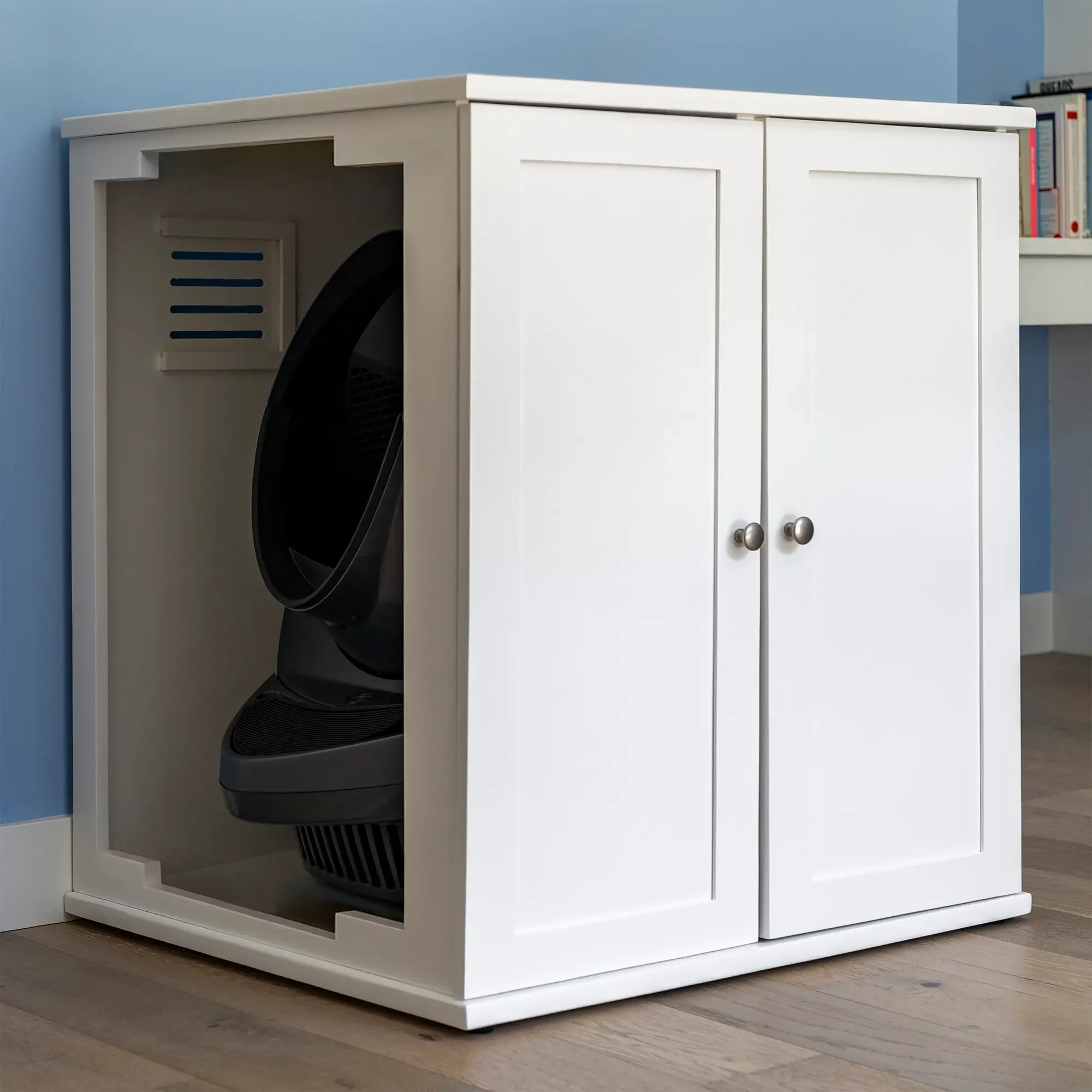 Refined Self Cleaning Litter Box Cabinet