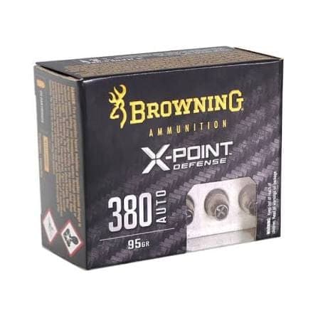380 ACP – Browning X-Point 95 Grain Jacketed Hollow Point – 20 Rounds
