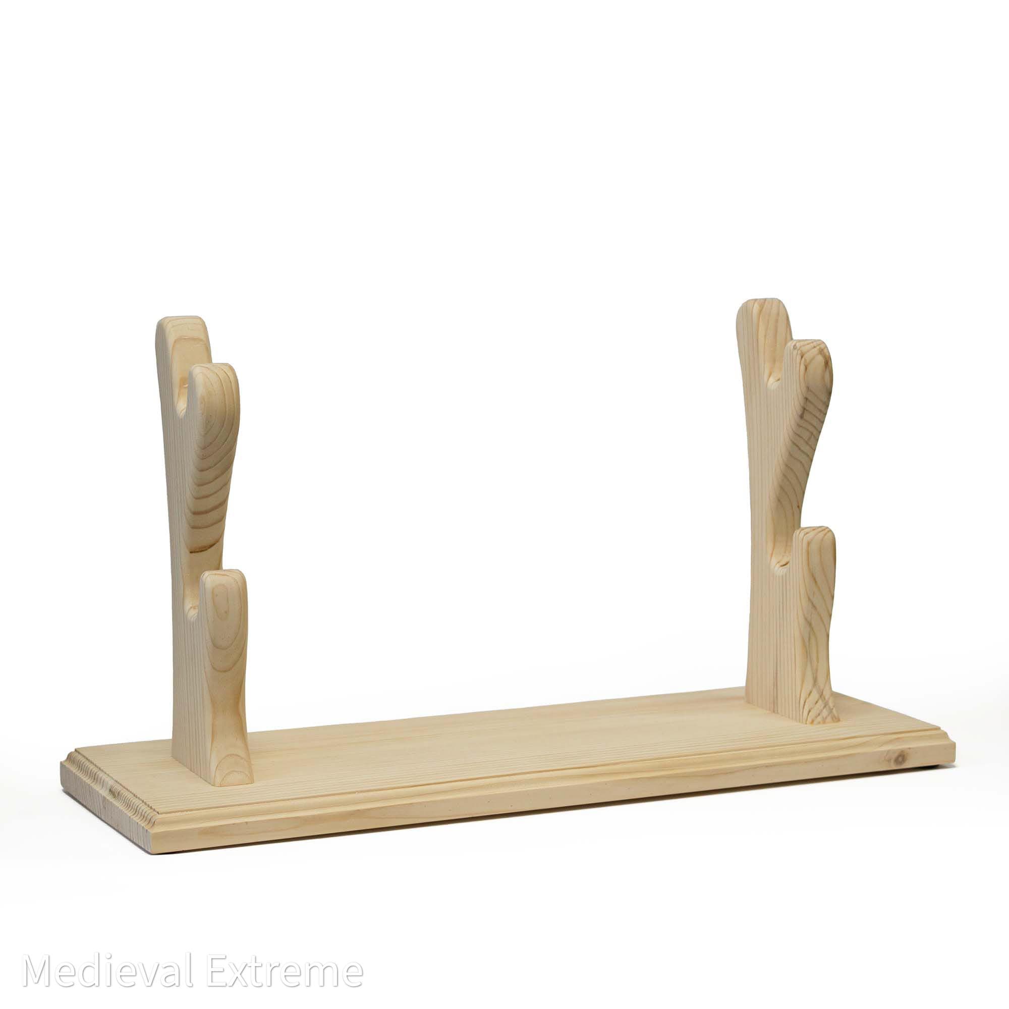 Wooden Sword Display Stand for 2 Swords | Two-Slot Sword Holder - thumbnail 3