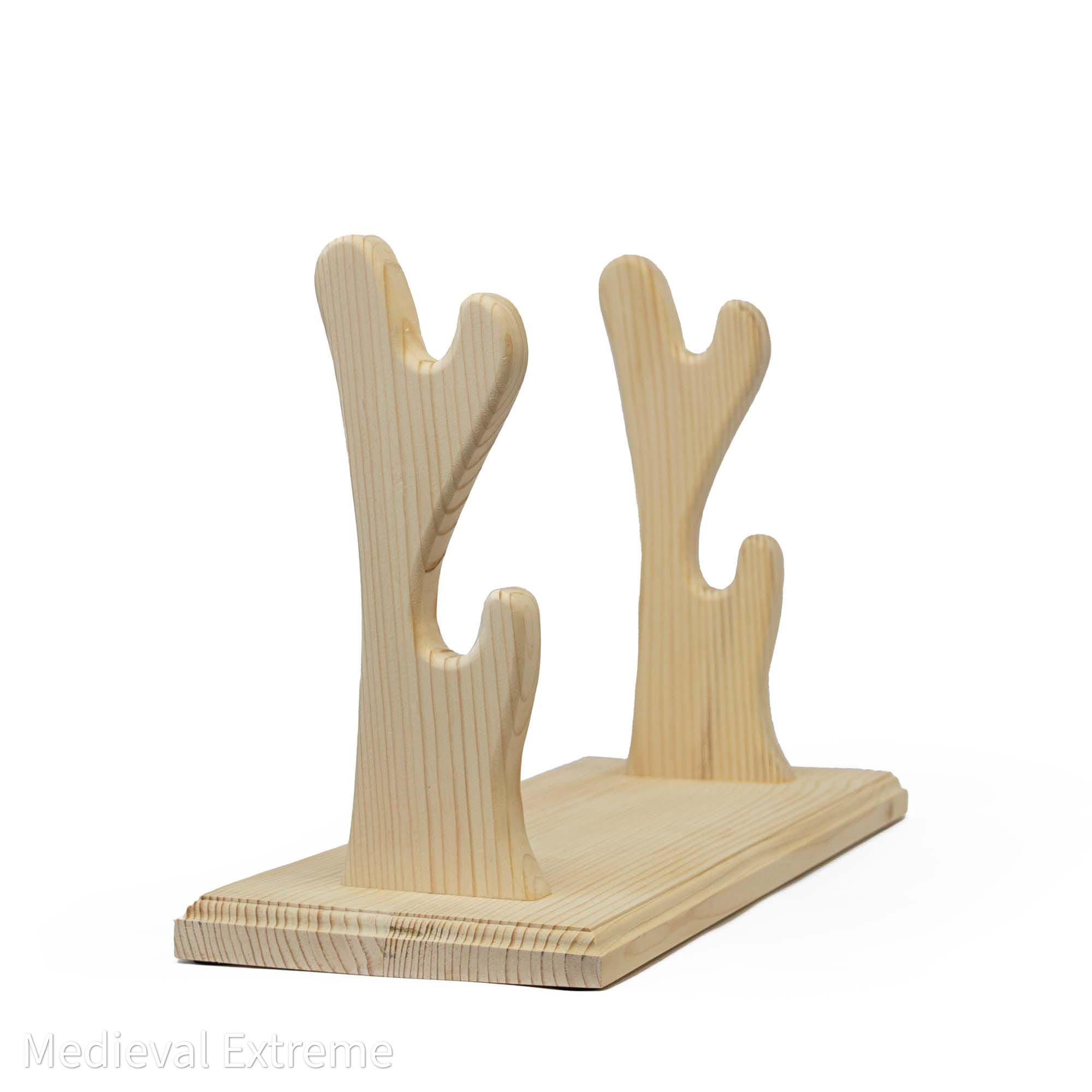 Wooden Sword Display Stand for 2 Swords | Two-Slot Sword Holder - thumbnail 4