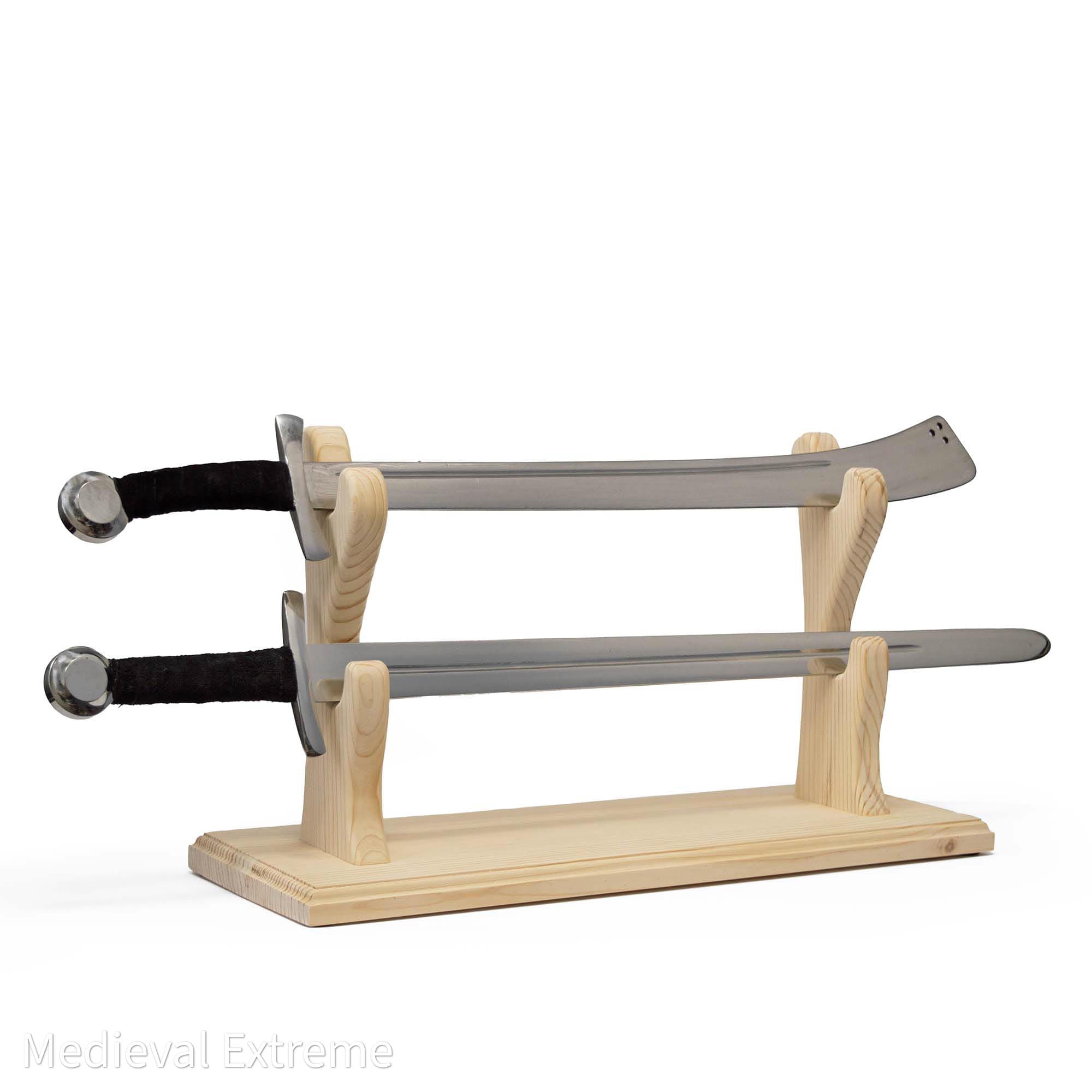 Wooden Sword Display Stand for 2 Swords | Two-Slot Sword Holder