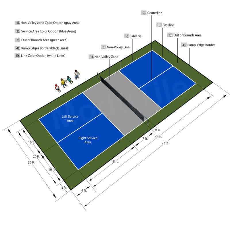 Pickleball Court Flooring, Kit, 26×52