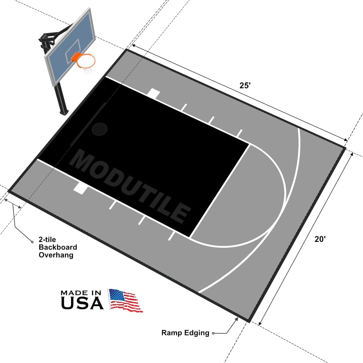 Basketball Court Floor, 20×25 Kit, Outdoor / Indoor