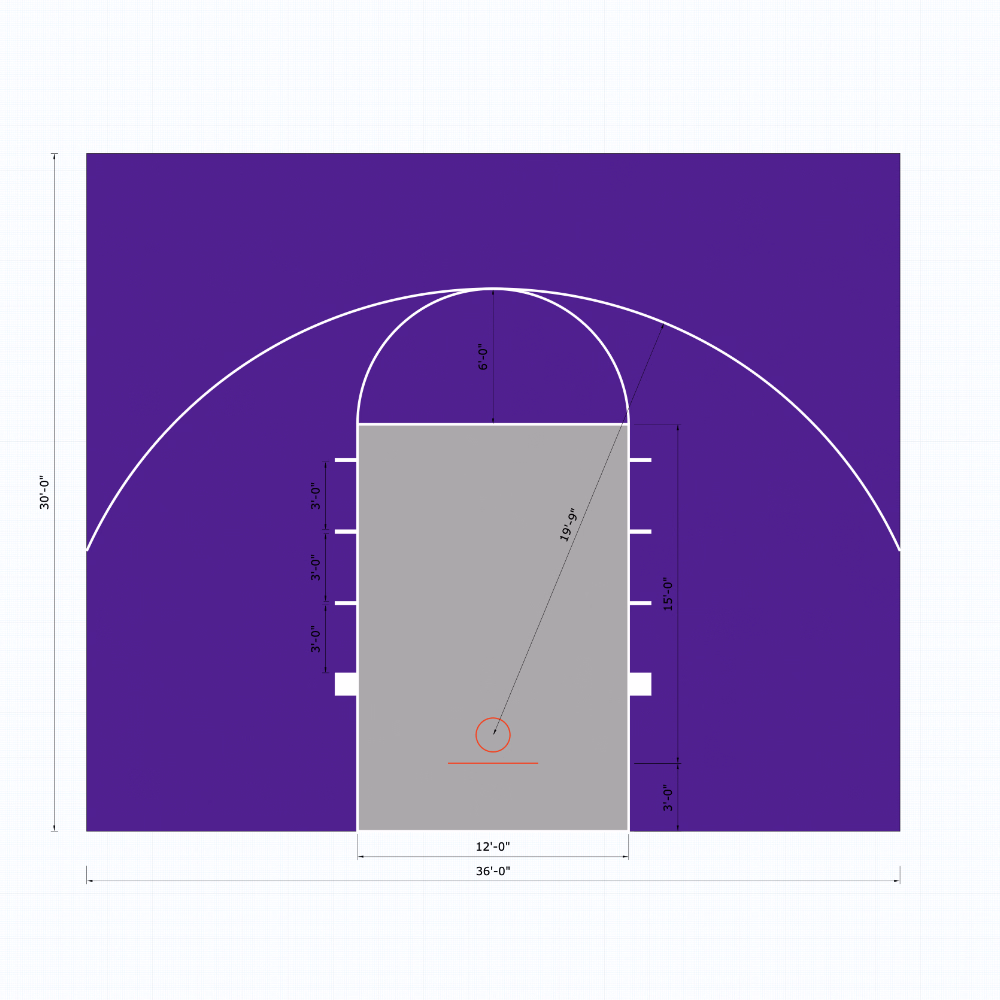 Basketball Court Floor, 36×30, Kit, Outdoor / Indoor