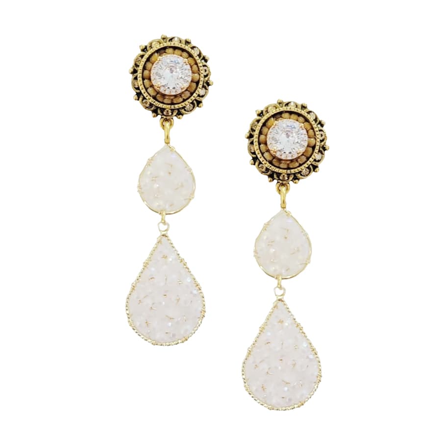 EXTRAORDINARY BEAUTY PINK BEADED TEARDROP STATEMENT EARRINGS