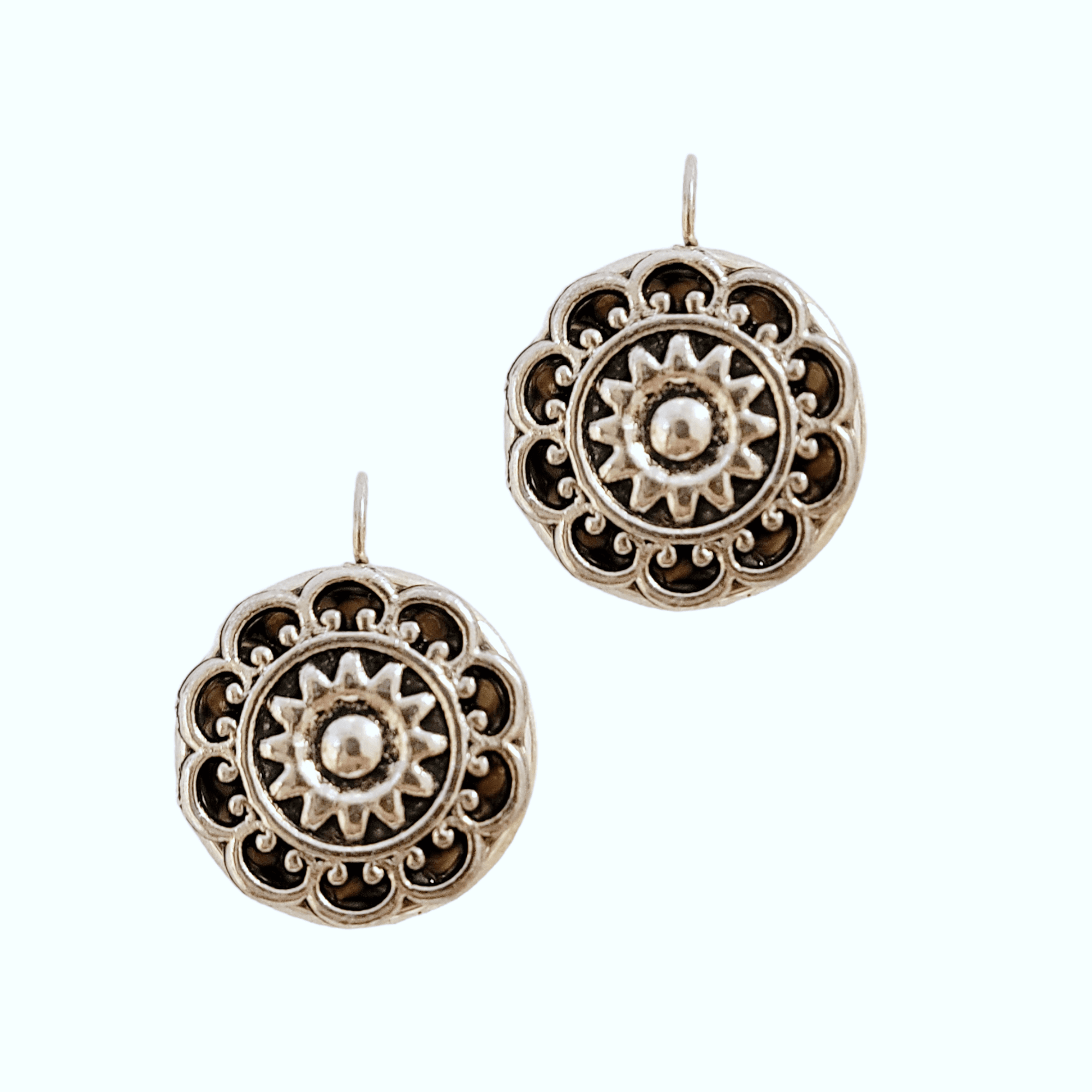 THRIVE Silver Filigree Round Earrings