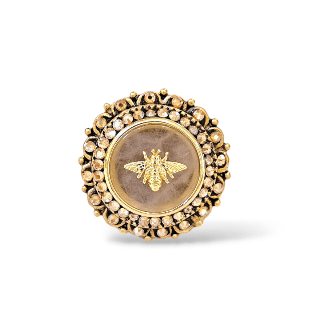 BEE – THE LIGHT ORNATE ROSE QUARTZ RING