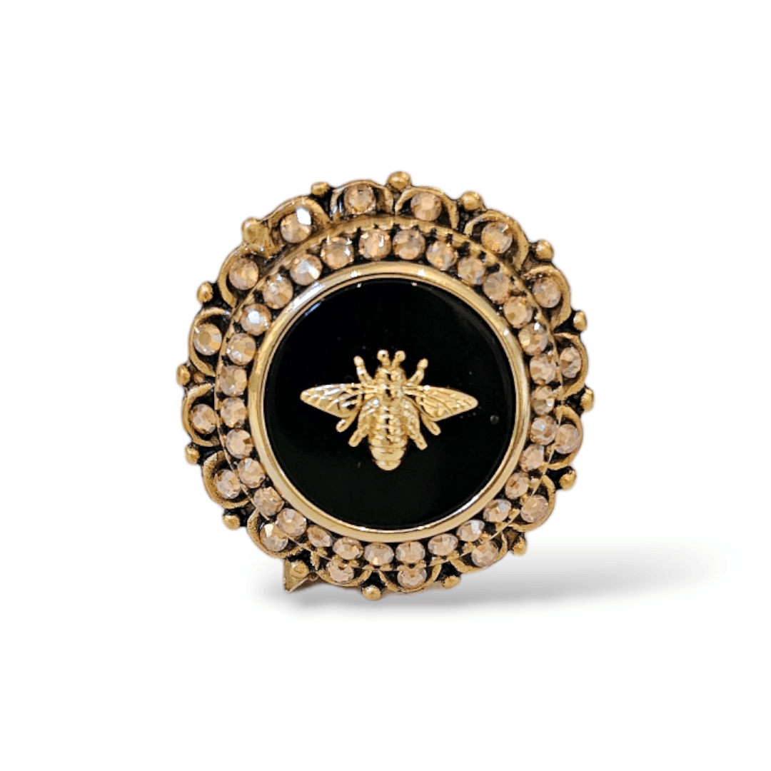 BEE-THE LIGHT BLACK ONYX ORNATE RING