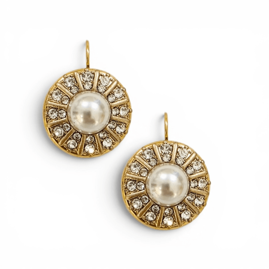 WONDER Gold pearl Round Earrings