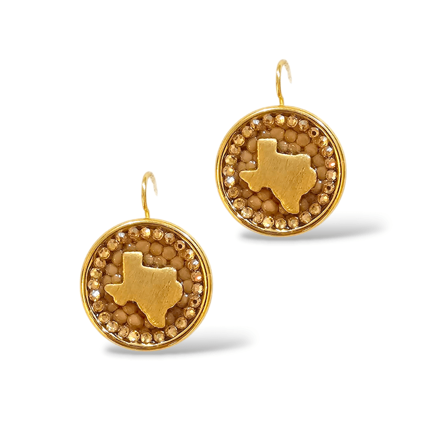 PRAY FOR TEXAS Gold Round Earrings