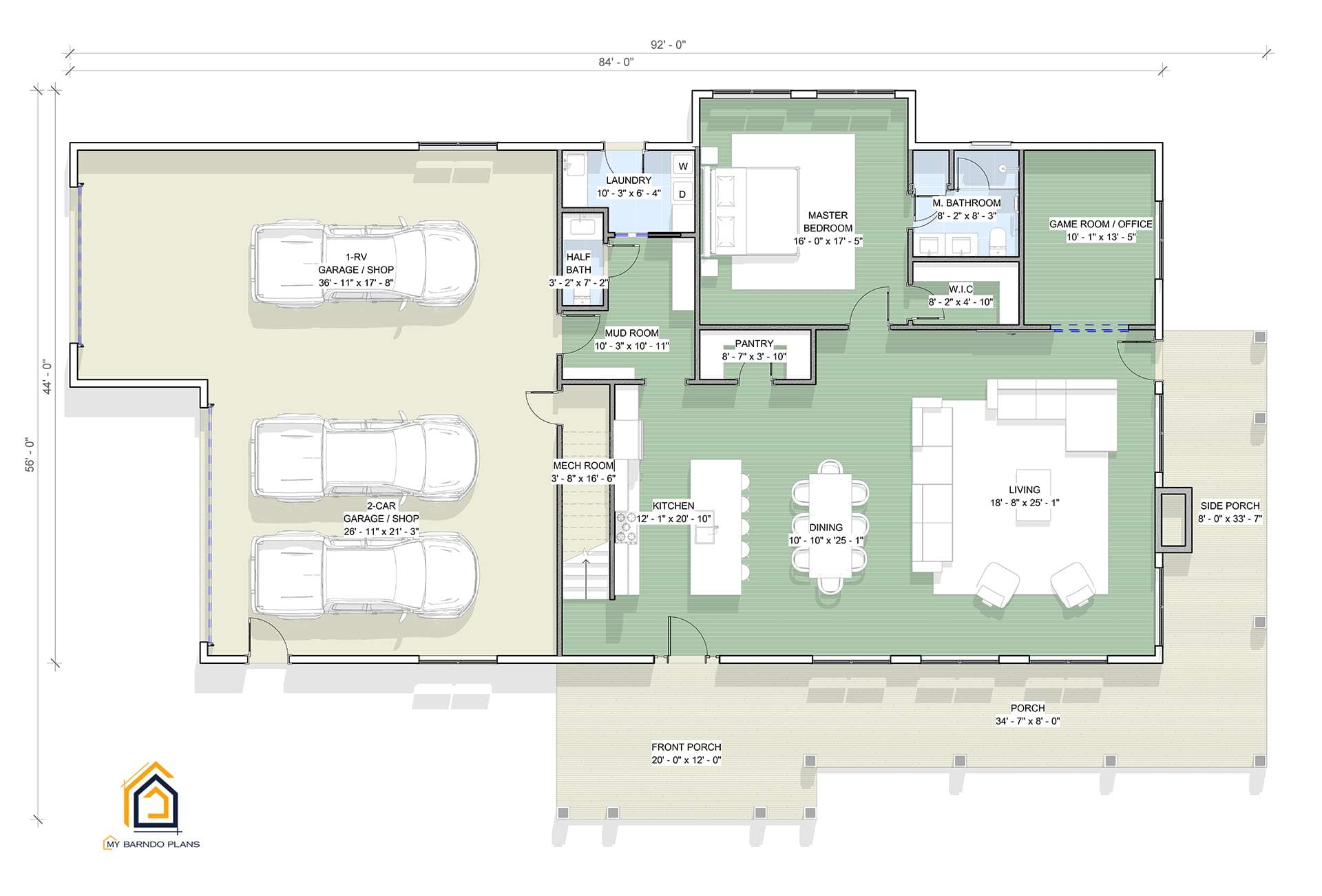 The Austin Barndominium Home Plan - thumbnail 2