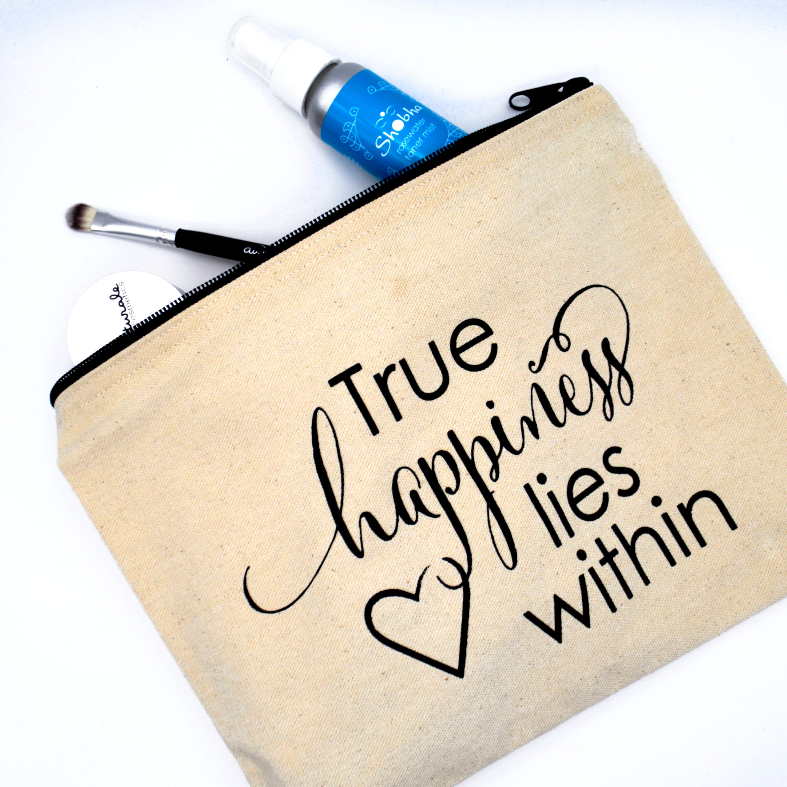 Shobha® Makeup Bag – True Happiness Lies Within