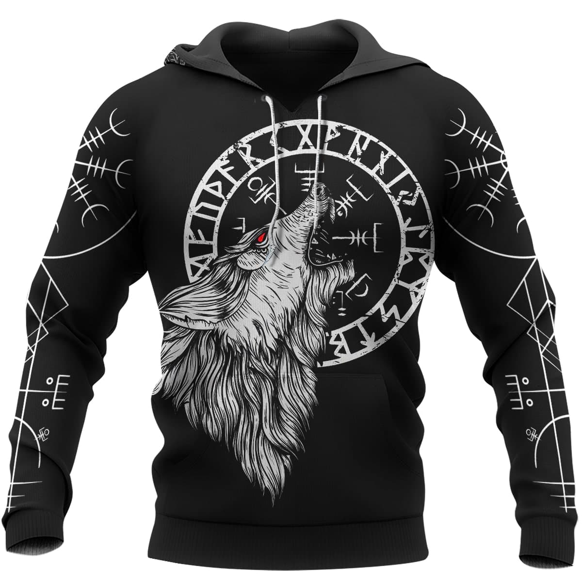 Viking Hoodie Wolf And Vegvisir
