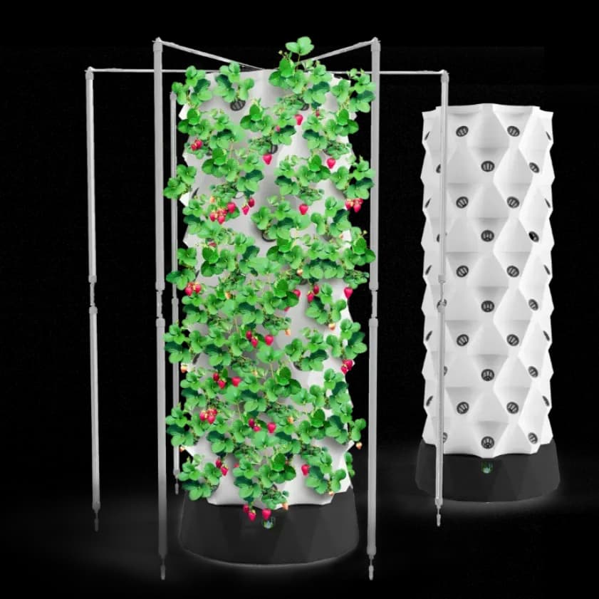 Indoor Hydroponic Growing System – Tower Garden with LED Grow Lights – 80 Pots