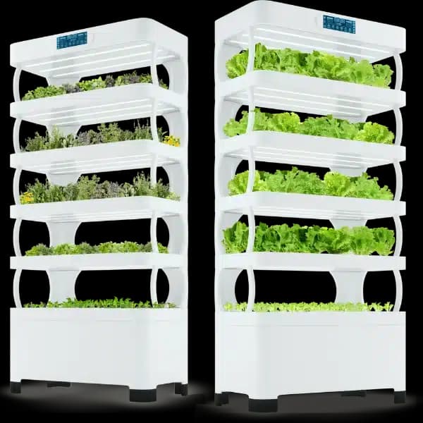 Automated Hydroponic System with LED Grow Lights | Nutraponics Pro Shelf (72 Sites)