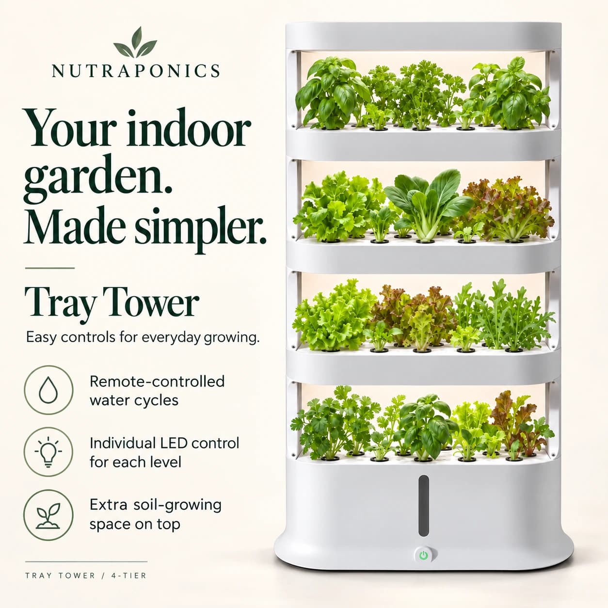 Nutraponics Tray Tower – Indoor Hydroponic Farming System with LED Lights - thumbnail 2