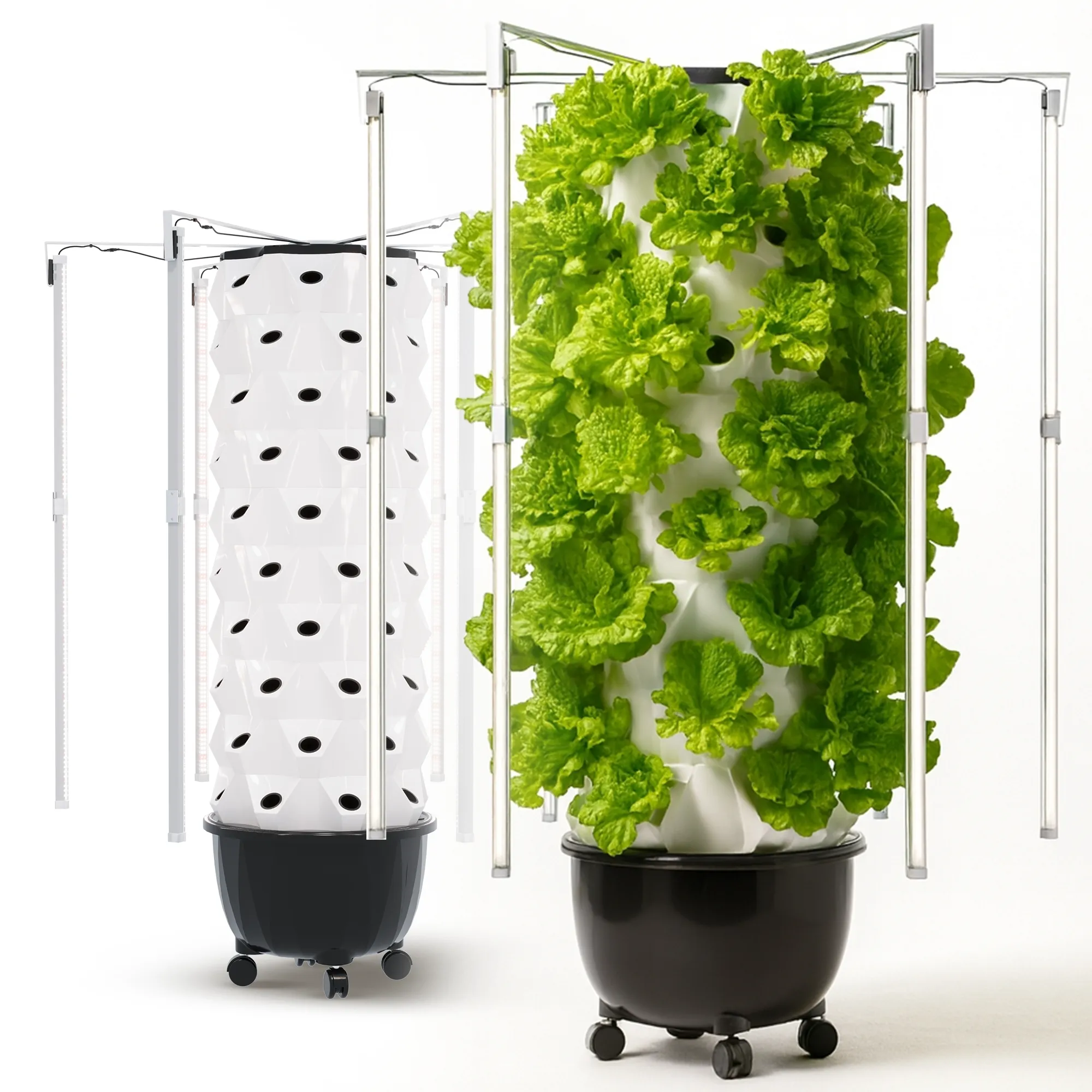 Nutraponics Pro Tower Garden – Hydroponic System with LED Grow Lights (80 Pots)