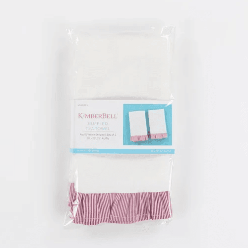 Kimberbell Red & White Striped Ruffled Tea Towel 2 pack (PRE-ORDER)