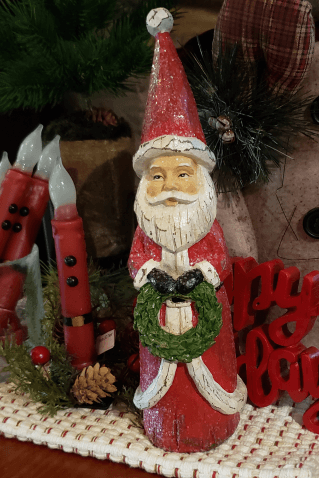 Wooden Santa with Wreath 10″