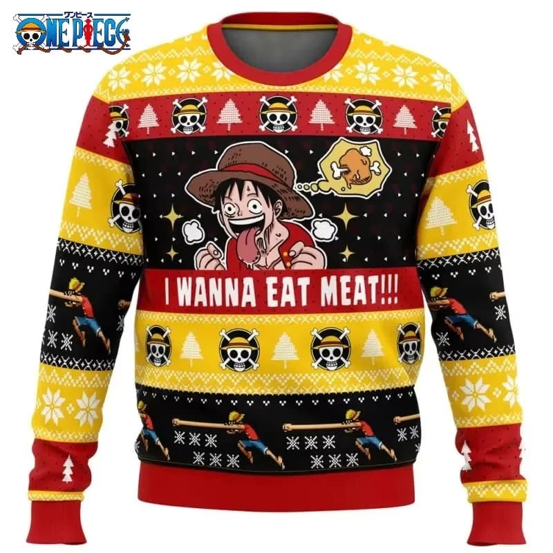 Luffy ‘I Wanna Eat Meat’ Holiday Sweater