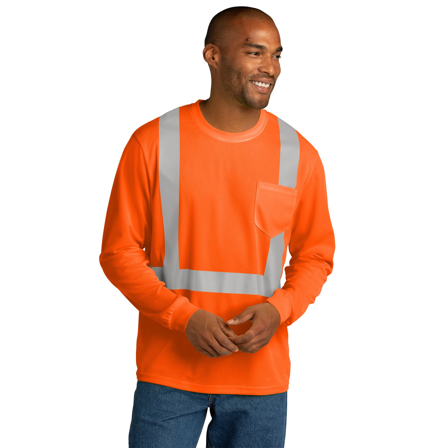 CornerStone® ANSI 107 Class 2 Mesh Long Sleeve Tee – CS201 - thumbnail 2