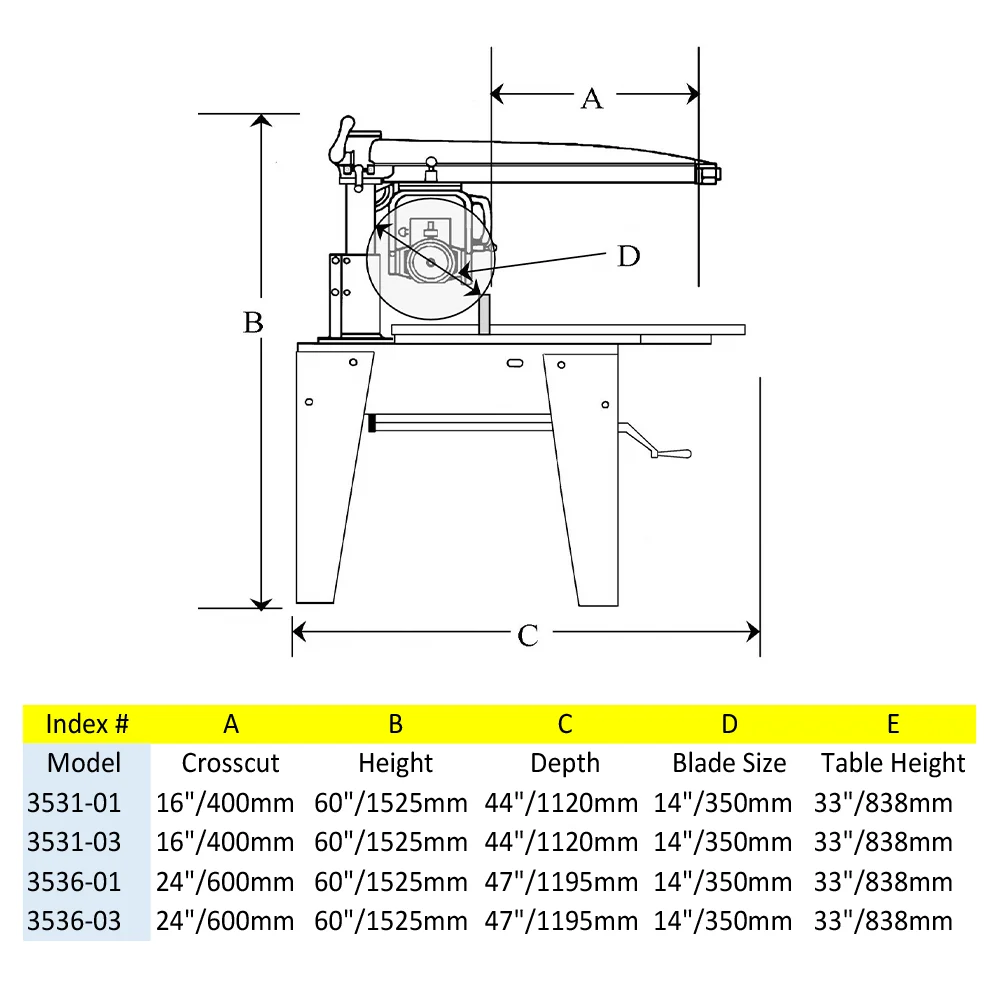 14″ Heavy Duty Radial Arm Saw - thumbnail 2