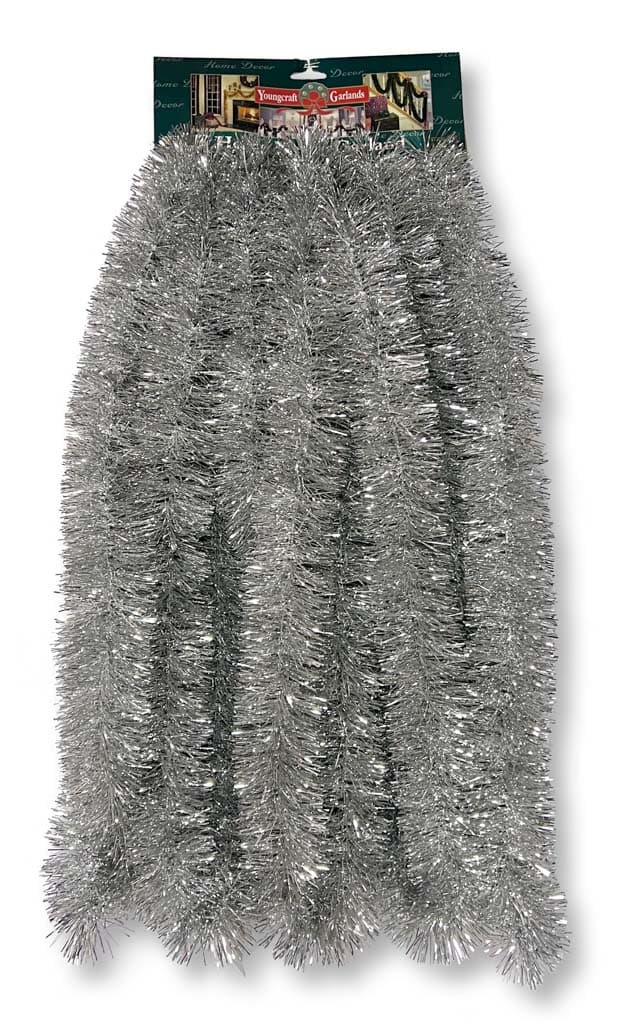 30′ Tinsel Garland – Silver