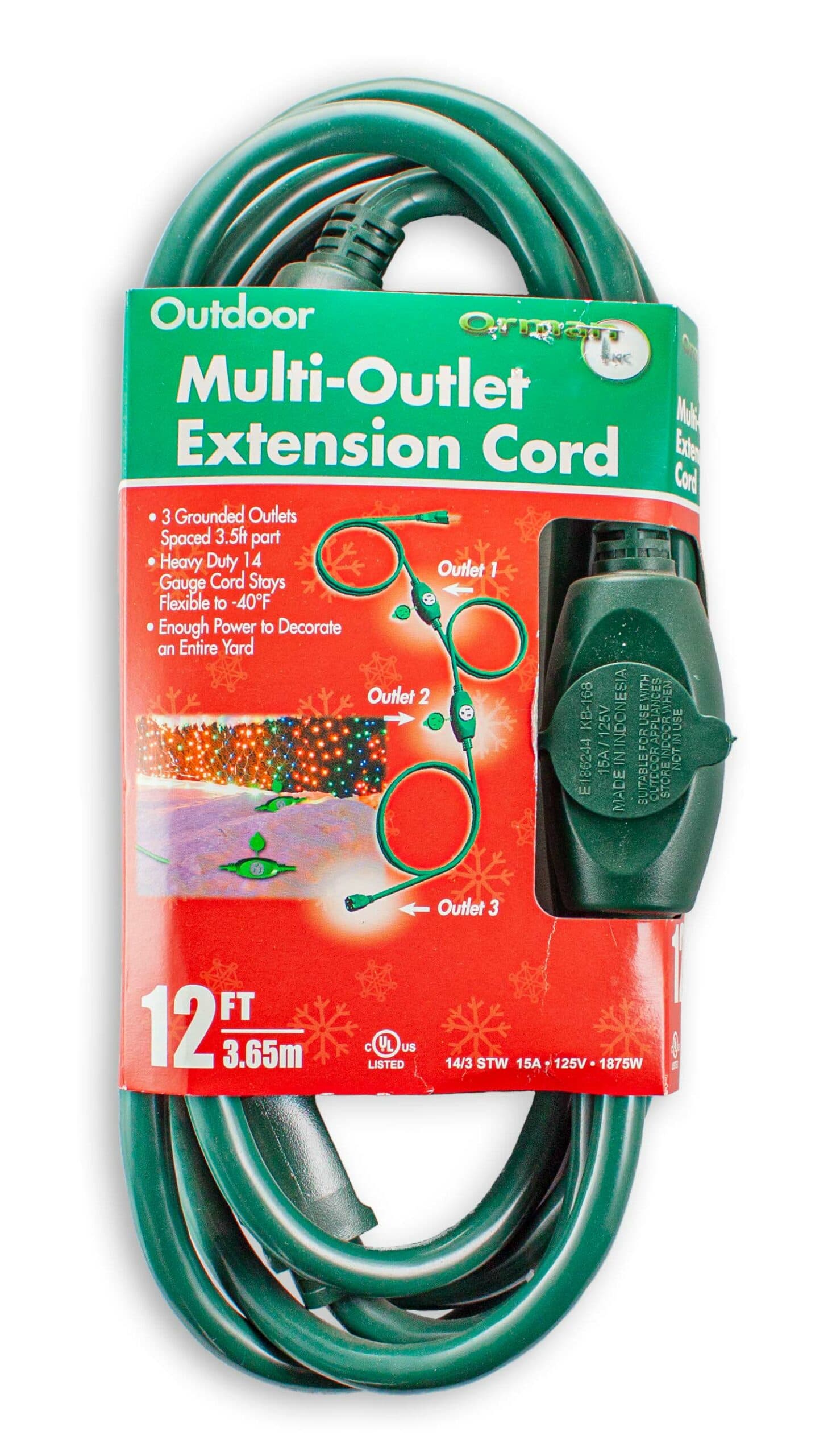 12′ 3 Outlet Extension Cord
