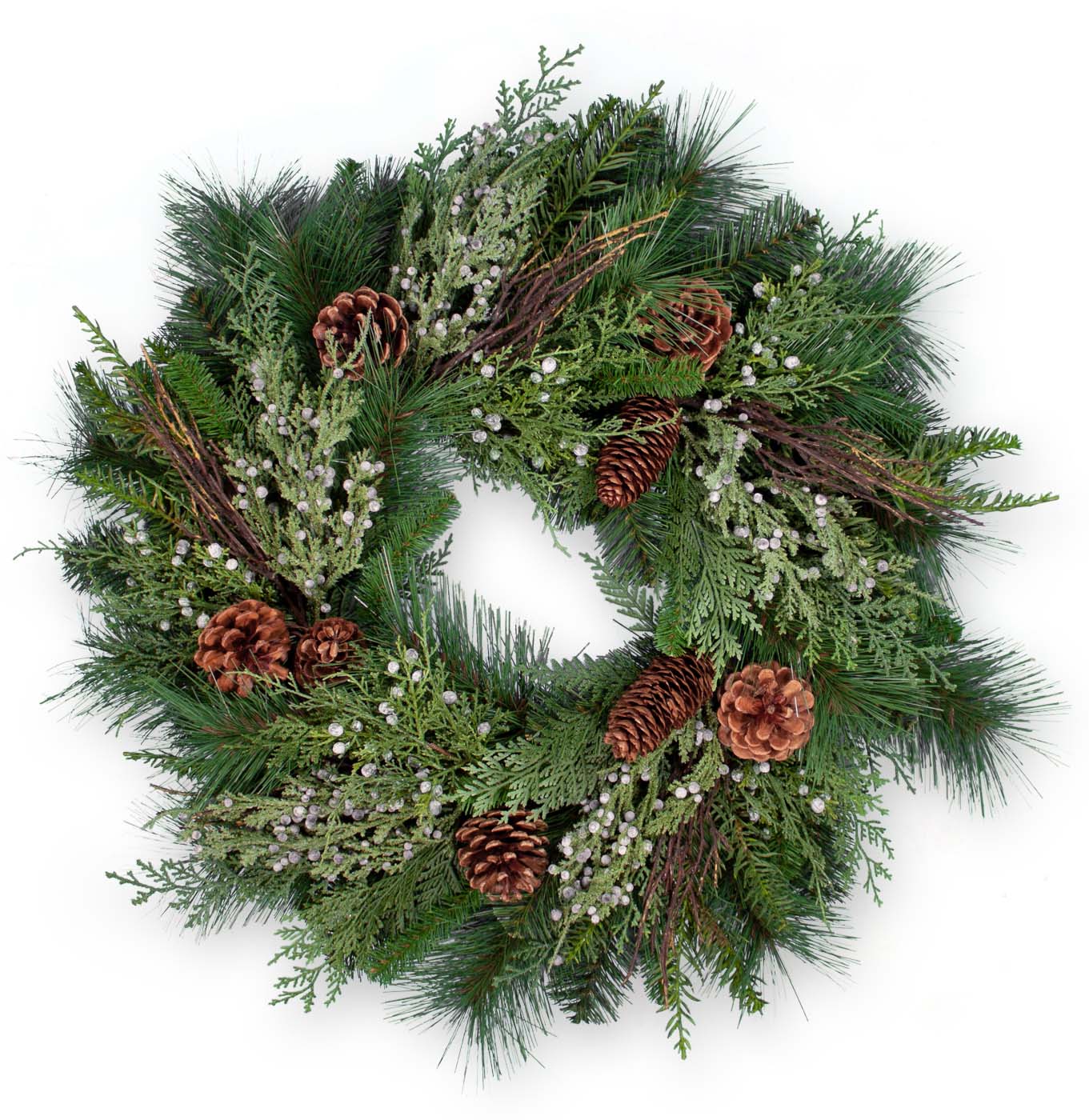 30″ PE/PVC Mixed Pine Wreath