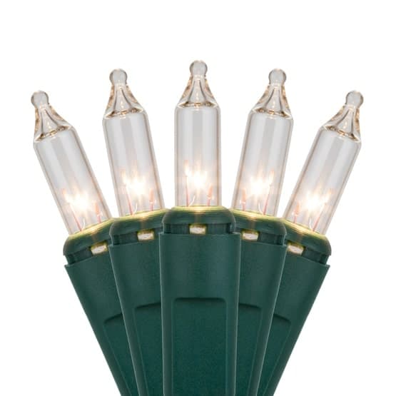 100 Light Set 6″ Spacing – Green Wire, Clear