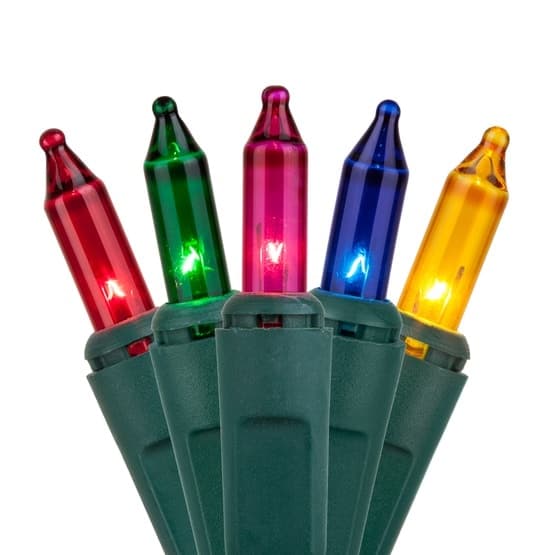 100 Multi Light Set, Green Wire, Polybag