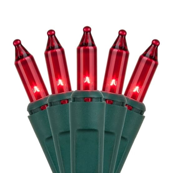 50 Red Light Set, Green Wire, Polybag