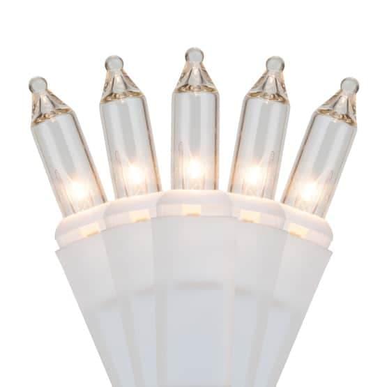 50 Light Set 6″ Spacing – White Wire, Clear