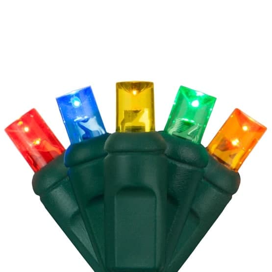 100 LED 5MM 6″ Spacing – Green Wire, Multi