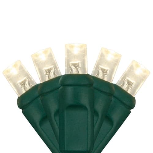 50 LED 5MM 6″ Spacing – Green Wire, Warm White