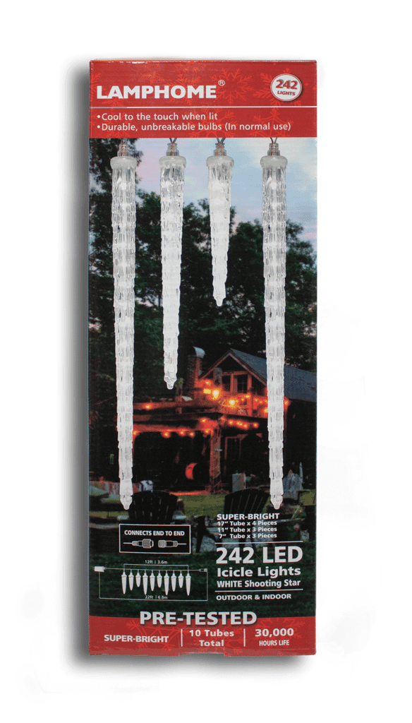 242 LED 10 Piece Icicle Set – Cool White