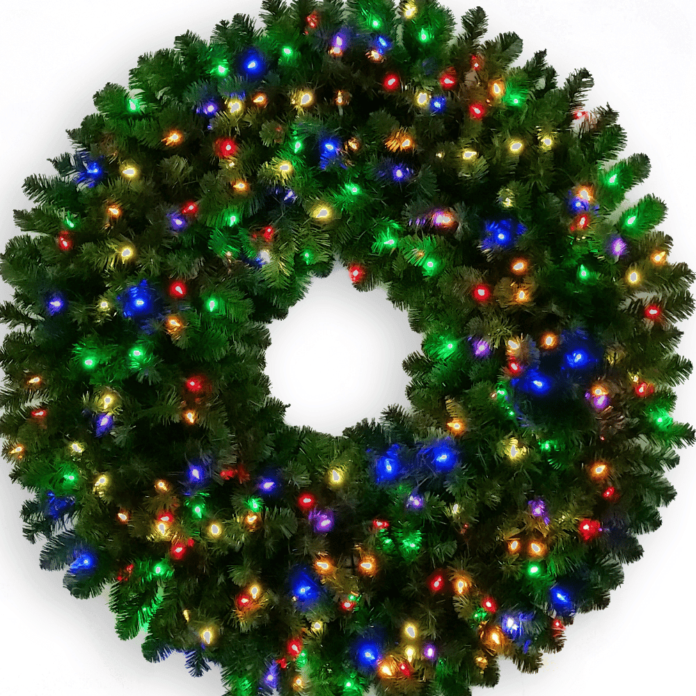 48″ Pine Wreath – Multi Lights