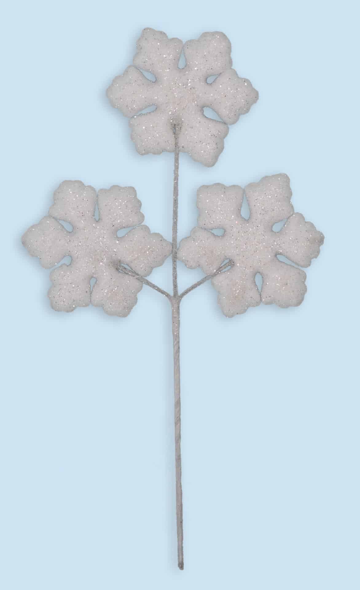 8.75″ Triple Snowflake White Giltter Pick