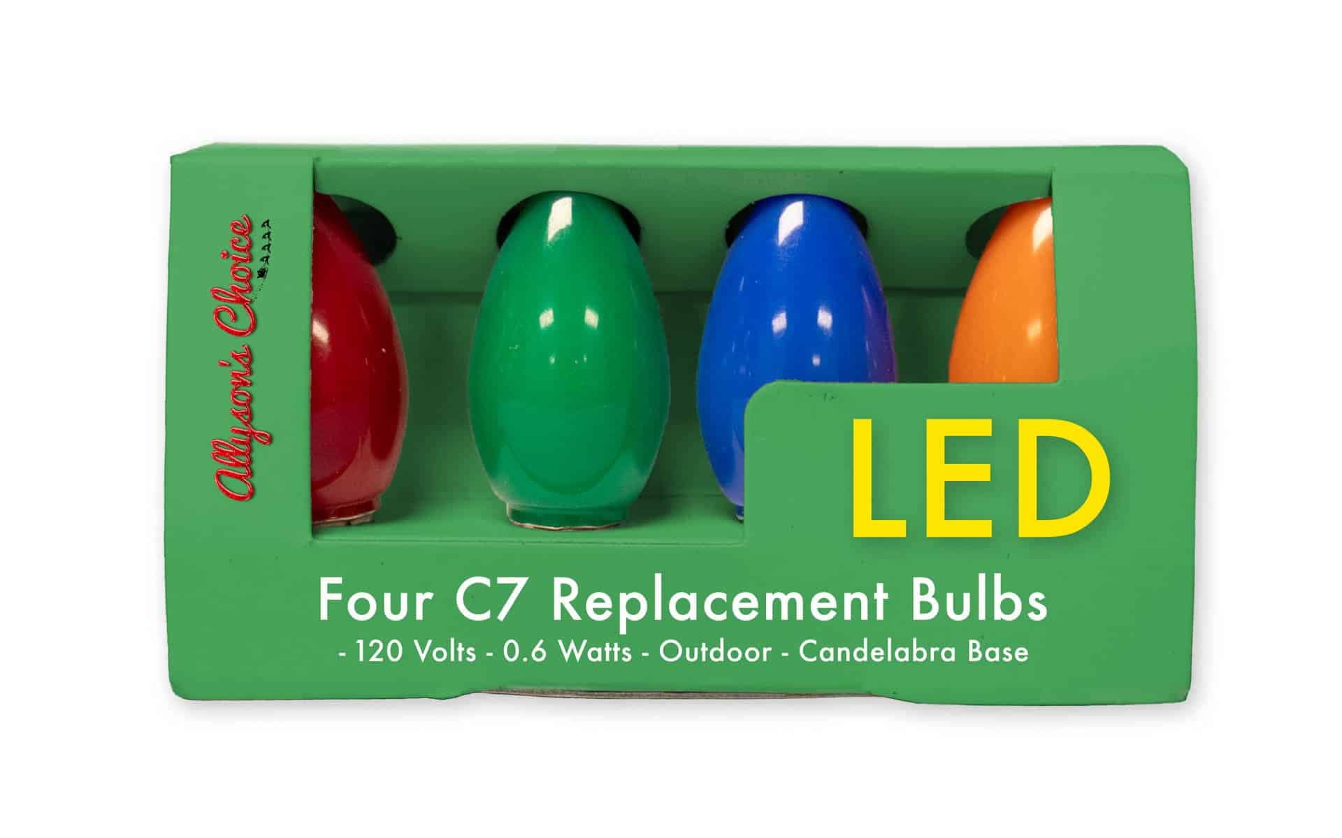 4Pk C7 LED Bulbs – Opaque Multi