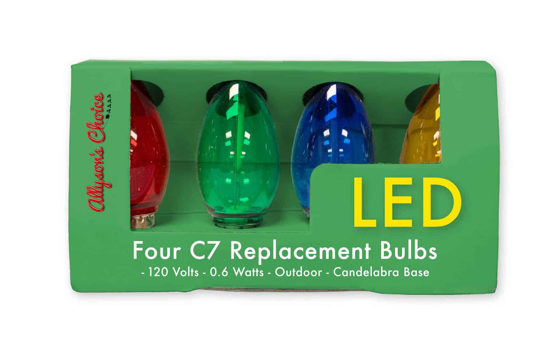 4Pk C7 LED Bulbs – Transparent Multi
