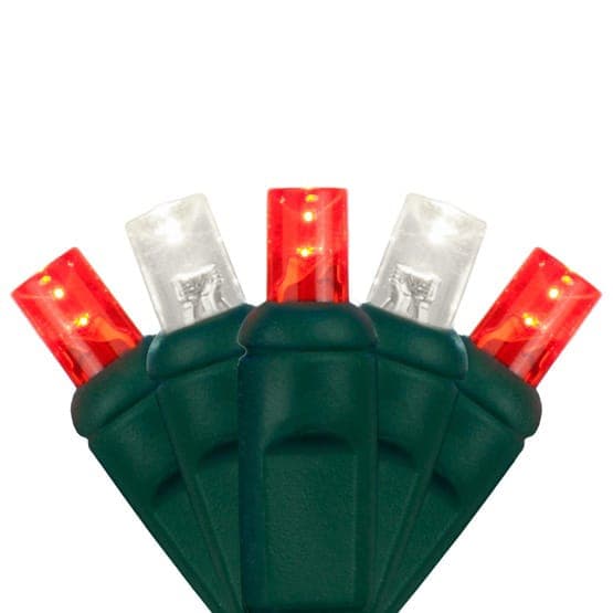50 LED 5MM 6″ Spacing – Green Wire, Red/Pure White