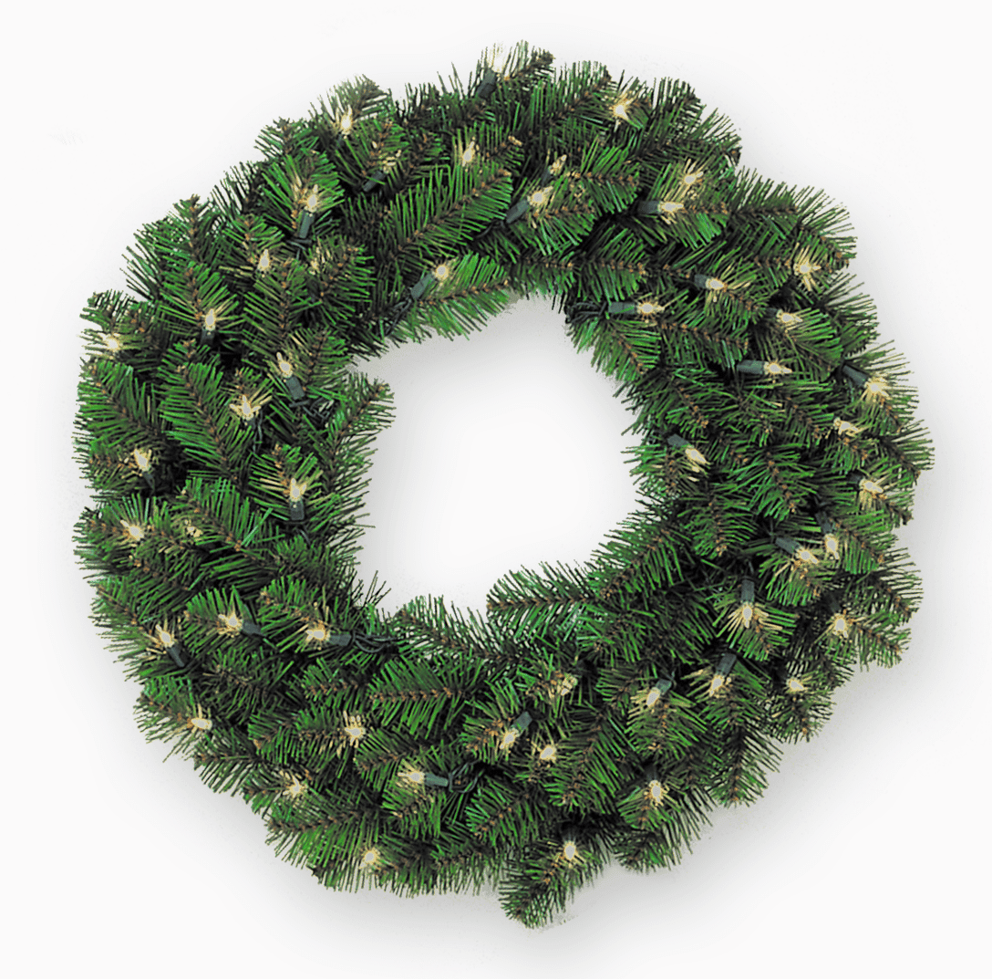 72″ Classic Pine Wreath – Commercial Grade LED – Warm White