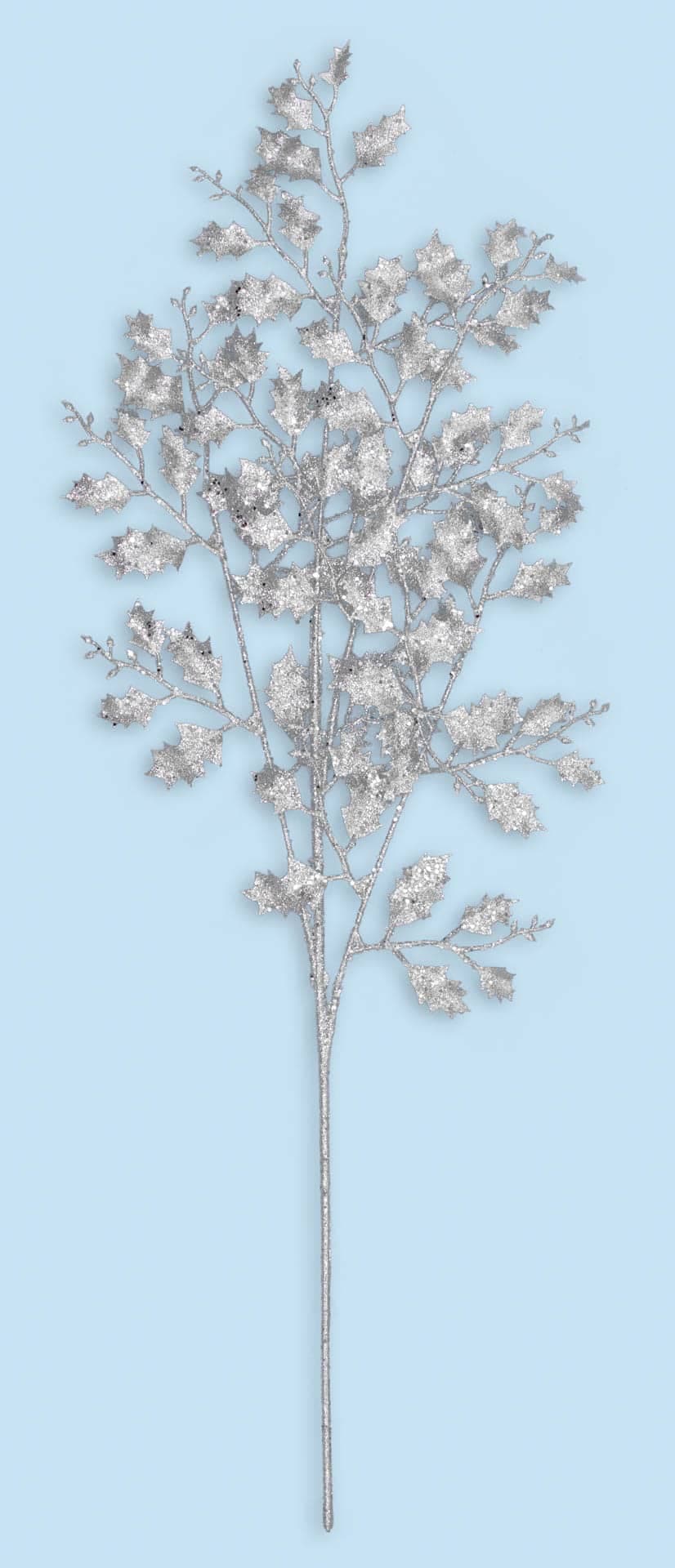 30″ Glitter Holly Spray – Silver